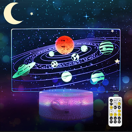 Galaxy 3D nattlys, dynamiske RGB-farger som skifter 3D-illusjonslampe