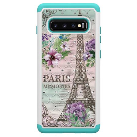 Samsung Galaxy S10+ Pattern PC TPU Phone Shell - Eiffel Tower and Flower