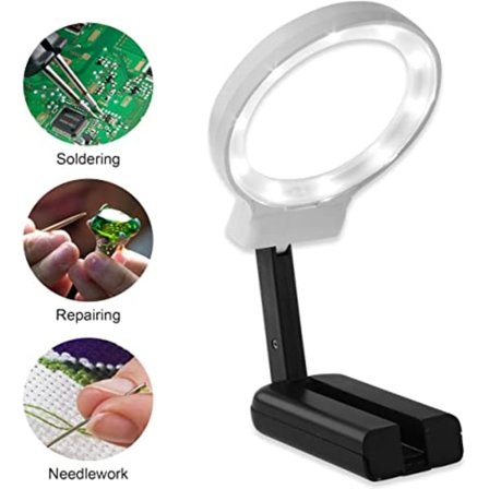 LED-valolla varustettu pöytäluuppi - 3x suuri kannettava valo