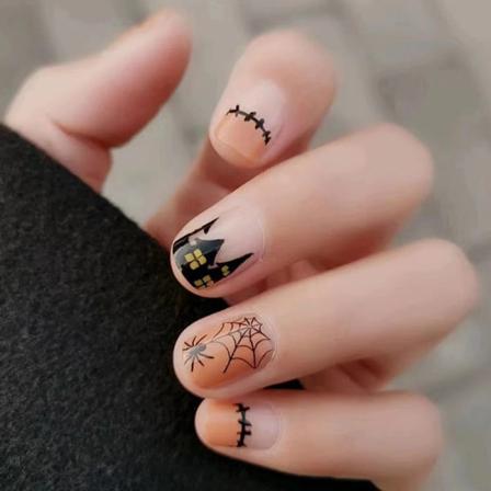 24 Stk Halloween Fake Nails Lang Kort Style Full Cover