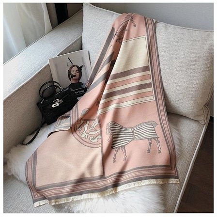 Vinter Pashmina Sjal Tørklæde til Kvinder Lang Stor Tyk Varm Reversibel Tørklæde (Pink)