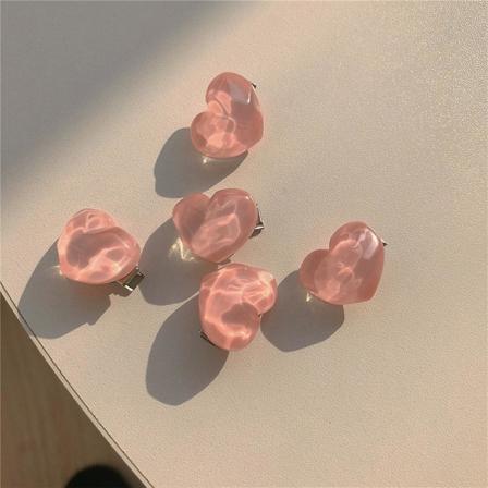 5 st söta hårklämmor för flickor Bowkont Peach Camellia Hjärtdekorationsklämma för kvinnor Flickor Födelsedagspresenter Peach Heart