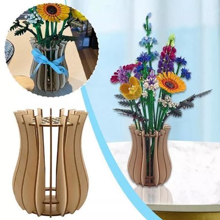 Tre vase for Legos Blomster Puslespill Blomst Vase Bukett Bygg Interiør L