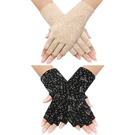 2 par (sort, khaki) solcreme fingerløse handsker til kvinder, skridsikre