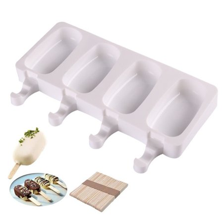 Ovale ispinnerformer - 2 stk. ispinnerformer med lokk - Frossen sjokolade (100 pinner)