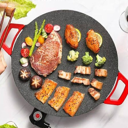 AORAN 1500W Bærbar Elektrisk Koreansk BBQ Grill Innendørs Røykfri Non-stick Grillpanne Justerbar Temperaturkontroll Universal Stekeplate for