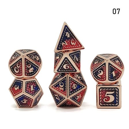 7 st/ set DND metalltärningar polyedriska tärningar 07 07