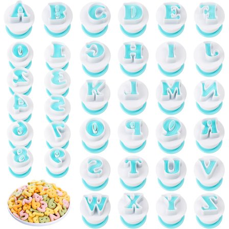 36 Stykker Fondant Bogstav Kage Udskærer Sæt Genanvendeligt med Bogstaver og Tal