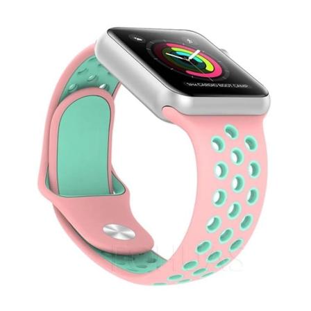 Apple Watch 38mm - Stilfulla Silikonarmband Hög Kvalité Rosa/Turkos L