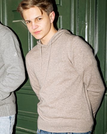 MAGGIORE Cashmere Blend Knit Hoodie Beige Hettegensere/Hoodies Gutt - Kids Brand Store