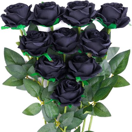 Kunstige Rose Silke Blomster Buket Hjemmekontor Bryllupsarrangementer Sort 10 STK