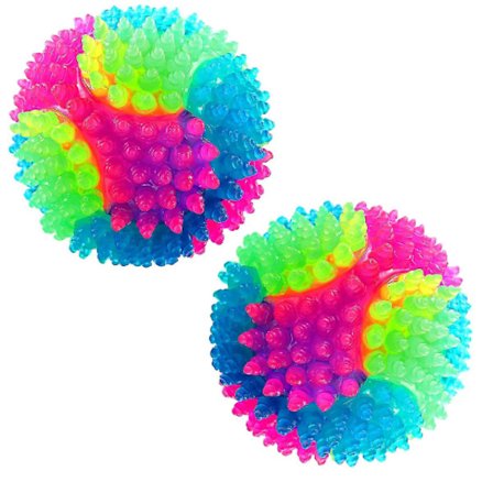 2 stk. lysende pigbold til hunde, der lyser, kæledyrspinybold, LED-blinkende elastisk molarbold, interaktivt kæledyrlegetøj til katte og hunde, 5,5 cm