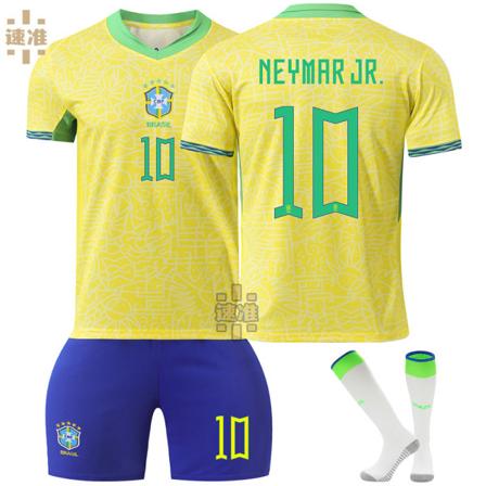 Jud- 2425 Brasil Trøye Voksen Barn Sett Fotballtrøye 10 NEYMAR JR. S