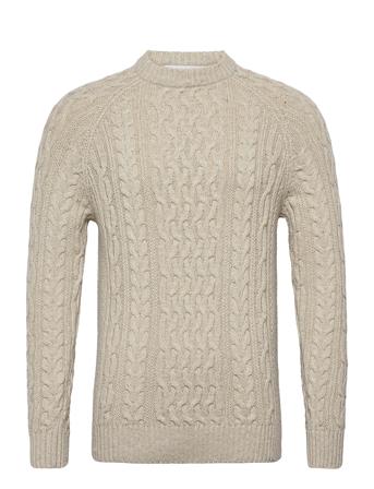 Slhvictor Ls Knit Cable Crew Neck W Cream Selected Homme