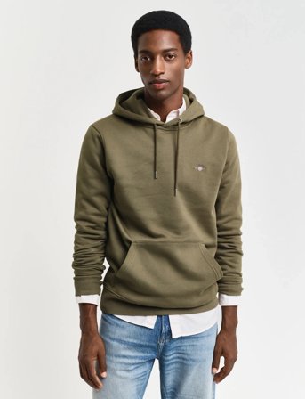 GANT Reg Shield Hoodie - Khaki green - XXXXL
