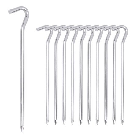 12 stk teltplugger - Aluminium teltplugger med krok - 8,66"