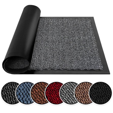 Vaskbare dørmåtter til indendørs og udendørs brug - Skridsikker, kraftig - Stilfuld og stor gummi - Perfekte støvfangende dørmåtter (Grå, 40 cm x 60 
