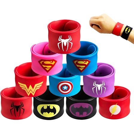 10 st Superhjälte Slap Bands för Barn, Silikonarmband Marvel Avengers Slap Armband Band Fyllmedel för Kalaspåsar för Födelsedag