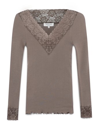 Rosemunde | Rwbernadine Organic Ls V-Neck Lace | M