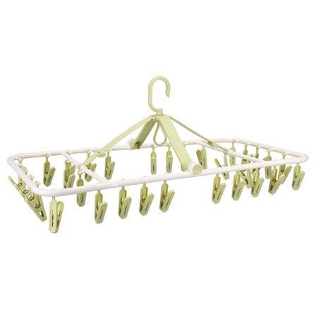 1 kpl sukkateline, kätevä pyörivä sukkateline, jossa on 32 muovista pyykkipoikaa sukkia varten