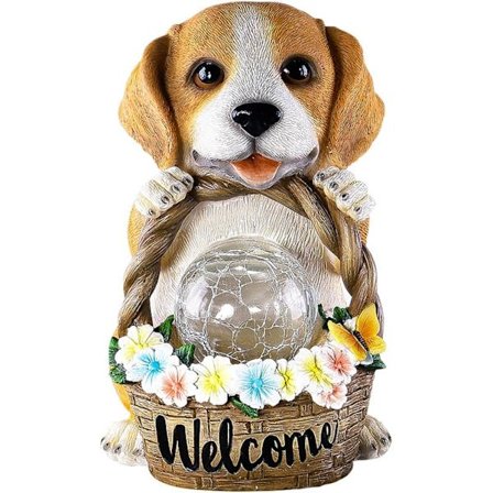 Hagepynt, solcelledrevet hundestatue hageharpiks ornament