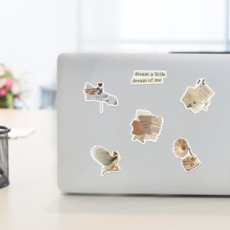 Vintage Klistermærker, 52 Stykker Vinyl Æstetiske Klistermærker Vandtætte Scrapbogstilbehør Retro Klistermærker til Vandflasker Scrapbooking Bærbare 