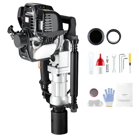 Borrmaskin med bensin-Duoku-37,7 cc-Staket i T 4 Tak Portabel-1000 W-med 2 Borrhuvuden