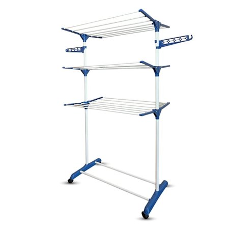 Shine kokoontaitettava kuivausteline / kuivaustorni pyörillä – pyykkiteline 18 tangolla