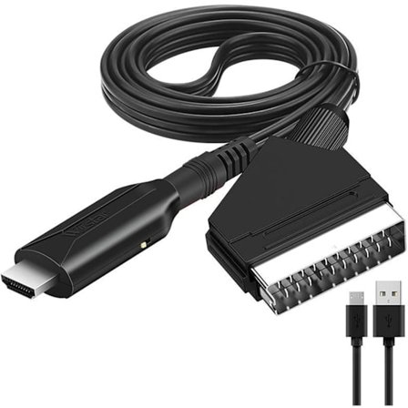 Scart til HDMI-konverter 1080P, Trådløs Scart til HDMI-adapter, Plug & Play, Alt-i-én HDMI-dongle til hjemmebiograf, TV og projektor