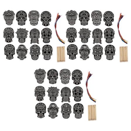 36 Ark Skrapa Papper med Dödskallar Färgglada DIY Handarbete Matt Beläggning Halloween Skrapmasker Rollspel Hantverk