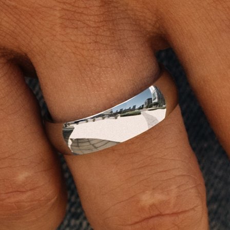 Anneau en titane argenté traditionnel pour hommes - Bagues en titane