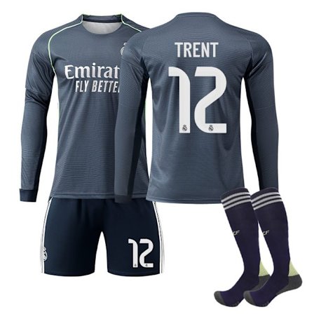 25-26 Real Madrid CF Udebane NO.12 TRENT Langærmet Sæt Børn Voksen Fodboldudstyr Med Strømper