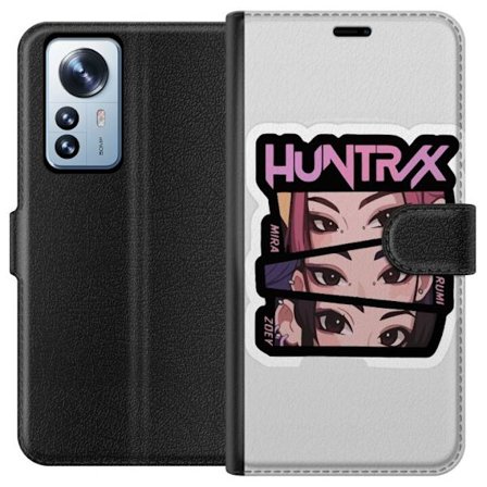 Yhteensopiva Lompakkokotelo Xiaomi 12 Pro K-pop-inspiroitunut futuristinen tyttöryhmä neonvaloissa ja kosminen sci-fi-kohtaus