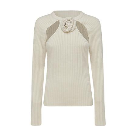 Blumarine - Stickade Tröjor & Koftor - Beige - Dam - Storlek: M, Dam, Storlek: M