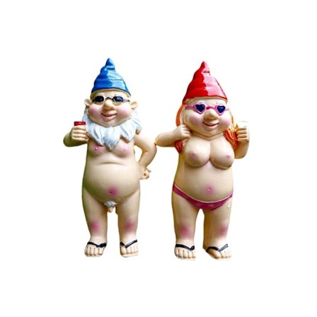 2 stk. Nøgne Nisse Statuer, 4,5 Tommer Fræk Sjov Statue til Hjem Indendørs eller Udendørs Have Nisse Dekorationer Housewarming Have Gave (Mand og 