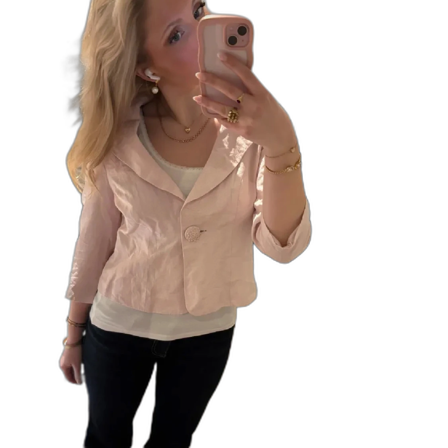 Ljusrosa kavaj med trekvartsärm