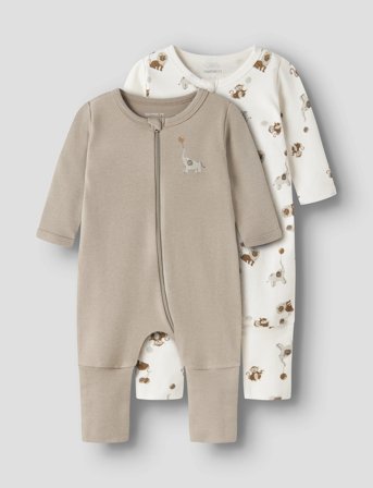 name it Nbnnightsuit 2P Zip Ff Animal Noos - Beige - 68