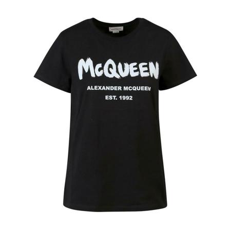 Alexander McQueen T-Shirts svart, Dam, Dam, Storlek: 2XS