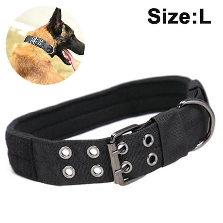 Reflekterende Hundehalsbånd Taktisk Hundehalsbånd Nylon Anti-slid Fem-trins Justerbar Til Mellemstore Store Hunde - Sort L