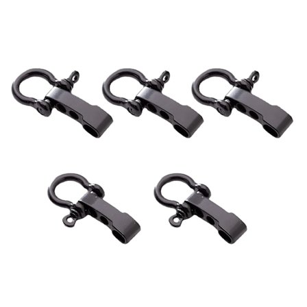 Justerbar spänne legering shackle justerbar D-ring shackle legering shackle, D-ring glidande spänne, 5-delad shackle set, (svart)