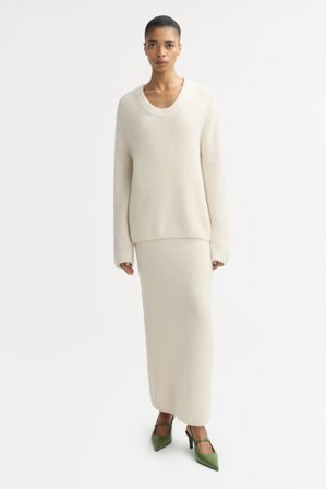 Soft Goat - Boucle crewneck - Kashmirtröja dam - M - Ivory