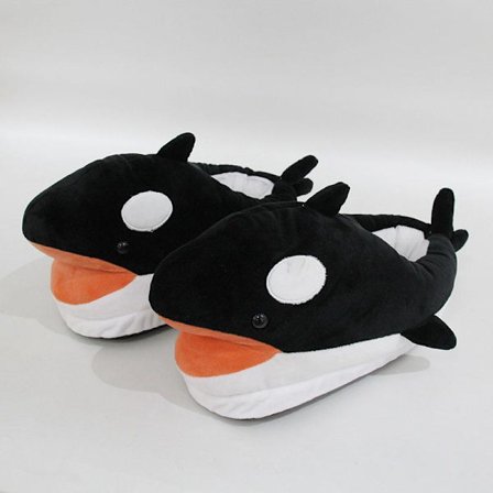 Plysjtøfler, innendørs bomullstøfler for par, hjemmebruk Fullt Inkluderende Svart Hval