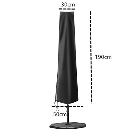 Vandtæt parasolbetræk med lynlås og snor 190 x 50 cm, Bl