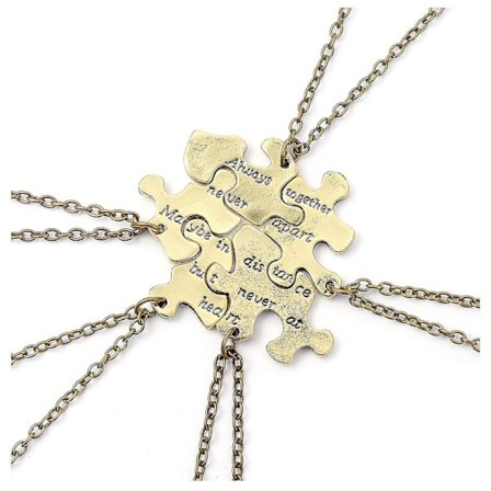 Bronze graverede søstre venner for evigt puslespilsvedhæng halskæder til bedste ven bbf venskab, sæt med 5