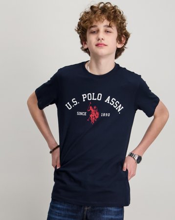 U.S. Polo Assn. Signature Arch Print Tshirt Blå T-shirts Dreng - Kids Brand Store