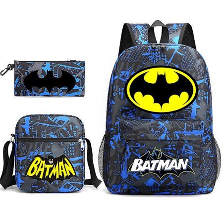 The Batman Bruce Wayne School Bag Student Backpack Stationery Bag Small Satchel Three-piece Set Style H