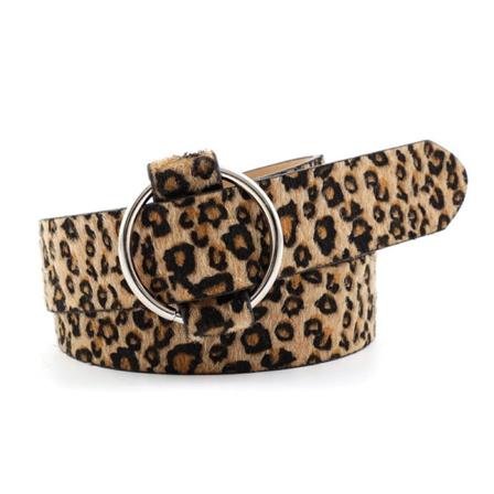 Damebelter Nålfri sirkel Enkelt bredt beltemote Uformelt lett belte kvinnelig kreativ stil Leopard print 103x3cm
