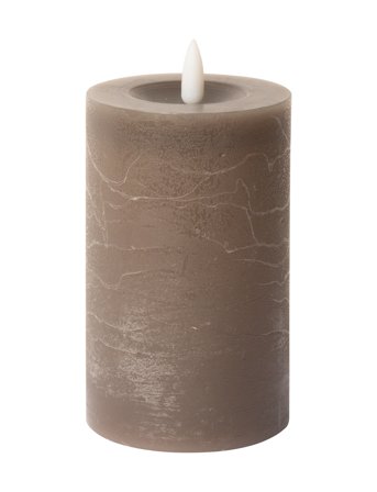 C'est Bon Rustic Finish Led Pillar Candle - Brown - H12.5CM
