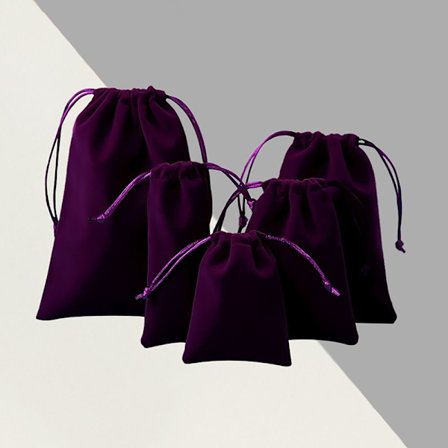 6stk Velvet Snørepose Veske Smykkeemballasjepose LILLA
