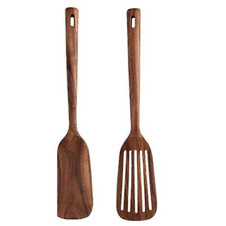 Træ Køkkenredskaber, 2 stk. Træskeer og Stegespade til Madlavning, Elegante Køkkenredskaber til Hjemmet